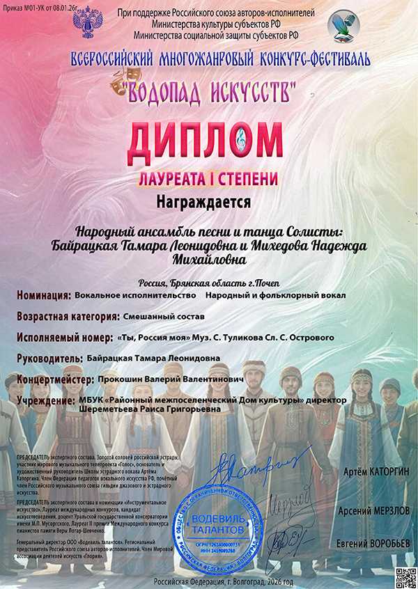  ансамбль песни и танца Солисты Байрацкая Тамара Леонидовна и Михедова Надежда Михайловна